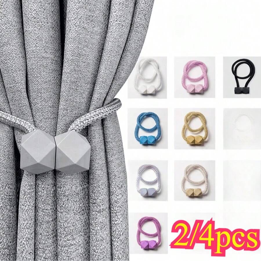2/4pcs Magnetic Curtain Tiebacks, Faux Pearl Ball Decorative Home Curtain Buckle, Curtain Rope Straps For Holding Curtains & Drapes, For Bedroom Living Room Home Decor - one-size - View 1