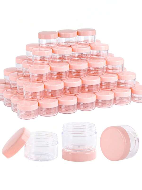 20pcs/10PCS/5PCS/1PC /5g Plastic Container Jar Empty Clear Cosmetics Sample Jar Rose Gold Lid Cream Lotion, Lip Balm, Eye Shadow, Nail Powder, Jewelry, Refillable Use, Travel Accessories