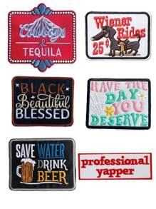 Mixed Design Iron-On Patches For Trucker Hats, Mama Patch, Western Patch, 'SAVE WATER DRINK BEER' Patch, Fun Ironing/Sewing Embroidery Patch, Suitable For Truck Hat, Backpack And Clothing DIY Decoration
