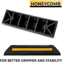 Set de 2 cuñas de rueda de goma, diseñadas para posicionar el automóvil en el garaje, hechas de goma y material plástico - Negro - Ver 6