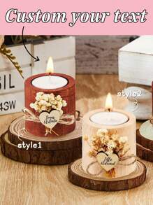 1 pieza Soporte de vela personalizable, compatible con diversos tipos de texto y tipografía, hecho de madera, tamaño 5 cm x 5 cm, nuevo set de soportes de vela cilíndricos de madera, ideal para bodas, cumpleaños, aniversarios, fiestas, cenas a la luz de las velas, cualquier decoración festiva, duradero, grabado, acero inoxidable, colorido, lindo, adorable, divertido, estilo Y2K, elegante, unisex, casual, personalizado, único, regalo ideal para él, regalo ideal para ella, novia, novio, familia, amigos, ambiente de vacaciones