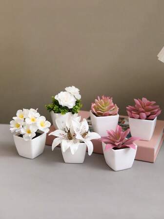 1pc/6pcs Set Artificial Mini Succulent Plants, Suitable For Home Living Room, Desktop Center, Windowsill, Office Decor, Mother's Day, Wedding Party Decoration Home Decor Back To School Room Decor School Supplies