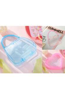 1pc/3pcs Transparent Jewelry Box, Cute Cartoon Storage Box For DIY Jewelry, Makeup, Portable Handheld Box (Color May Vary Slightly From The Actual Item)