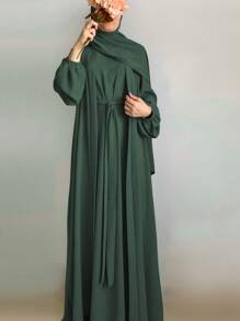 2 Stücke/Set Damen Kimono Stil Arabisch lange Robe Jacke & langes Kleid, ohne Kopftuch, bescheidene Abaja