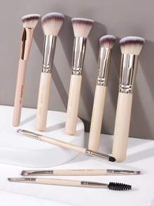 MAANGE 7/8/9/10/20/25件套化妆刷套装，包含腮红刷、粉底刷、眼影刷、睫毛刷、眉刷、唇刷、修容刷、散粉刷、遮瑕刷等。化妆工具套装，化妆刷套装，化妆刷套装，化妆刷套装，全套化妆刷，化妆刷套装，全套化妆工具，化妆刷套装，化妆刷套装，化妆礼盒套装 - 卡其色 - 查看 12