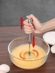 1pc Semi-Automatic Egg Beater, Household Non Electric Small Egg Mixer, Manual Cream Whisk, Stainless Steel Egg Mixer. Suitable For Home Use - Mixers, Cream Makers, Making Mixers, Easy To Use And Clean - High-Quality Egg And Egg Mixers For Cooking, Handheld Cream Mixers For Kitchen Baking Products. Easy To Use, Long-Lasting. - Multicolor - View 5