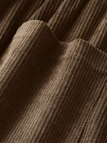 Men's Summer Soft Corduroy Drawstring Waist Casual Beach Shorts With Back Pockets - Brown - View 7