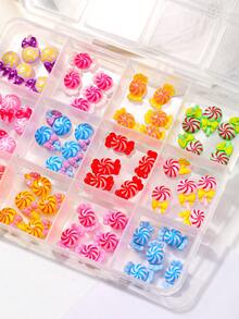 1 Box 60Pcs 3D Colorful Lollipop Candy Nail Charms - Spring Summer Resin & Acrylic Nails | Cute Kawaii Gel Nail Art With Pastel Rainbow Designs | Easter, Graduation, Party Nail Decorations For Women - Nhiều màu - Xem 2