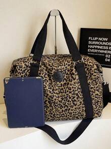 1pc Fashion Casual Campus Style Travel Bag, Lightweight Portable, Foldable, Large Capacity. Handbag, Vacation Bag, Carry-On Bag, Hospital Discharge Bag. Maternity Bag. Can Be Worn As A One Shoulder Bag Or Crossbody, Or Used With A Portable Suitcase. Especially Suitable For Business Trips And Vacations. Sports And Fitness Luggage Bag. - Coffee Brown - View 5