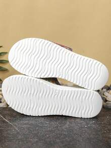 1 par de sandálias peep-toe elegantes, casuais, com estampa paisley, para férias, sem cadarço, leves e confortáveis, para praia/casamento/festa, primavera/verão/outono - Vermelho - Ver 2