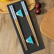 2 Pairs Chinese Chopsticks Japanese Korean Sushi Solid Wood Chopsticks Wedding Gift Chop Sticks Hashi Two Pairs Chopsticks Set - Blue YD - View 2