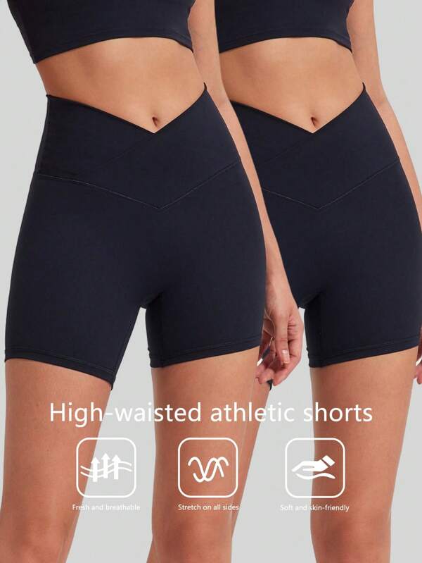2 Pieces Yoga Sports Shorts Running Fitness Pilates Cycling Pants Gym Breathable Sports Shorts Sweat Absorbent Yoga Pants