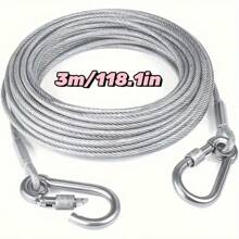 1 pièce Corde à linge en acier inoxydable de 196 pouces (environ 5 mètres) avec revêtement PVC imperméable. Idéale pour le linge d'intérieur/extérieur, le camping, la salle de bain et la chambre étudiante. Avec boucle antidérapante et crochet coulissant lisse. Accessoires de lessive, cintres