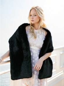 1pc Women Fluffy Shawl Collar Wrap, Suitable For Autumn/Winter Wedding Dresses And Daily Wear
