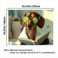 1 Fun Sausage Dog Wall Decoration - Fantasy Cucumber Eyes And Book Design Polyester Background Cloth For Wedding, Birthday, And Retirement Parties - No Electricity Required Home Decoration And Event Banners, Dog Decoration