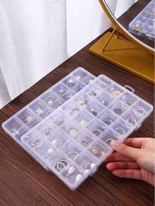 1pc 10/15/24/28/36 Compartment Clear Plastic Organizer Box, Makeup Storage, Bathroom Storage For Earrings, Rings, Jewelry, Nail Art, Tools, Accessories, Decorations. Random Style Gift For Women, Mother's Day Bathroom Decor Fall Decor Makeup Organizer Back To School