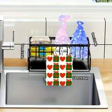 厨房沥水架，水槽收纳架，带海绵、抹布架、不锈钢百洁布、碗碟晾干架 - 彩色 - 查看 8