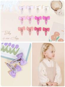 30pcs Snap Hair Clips With Bows Boutique Grosgrain Ribbon 1.8 Inch Hair Bows No Slip Hair Barrettes For Little Girls