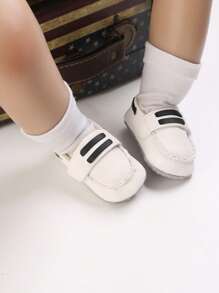 New Infant Shoes PU Upper Rubber Sole Shoes, 0-18 Months Infant Soft Bottom Casual Walking Shoes Slip-On Loafers