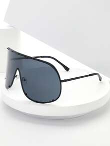 1 件超大金属全覆盖面罩女士时尚眼镜带金属铆钉，休闲、可爱、优雅、性感、波西米亚、复古、复古、派对、钻石形、时尚装饰，适合所有季节、海滩、鸡尾酒会，银色 - 彩色 - 查看 2