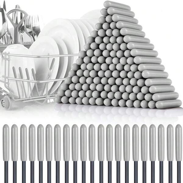 100pcs Dishwasher Prong Rack Tip Tine Cover Caps, Flexible Round End Caps Shelf Organizer Tip Caps Wire Thread Protector Cover, 0.11in*0.98in