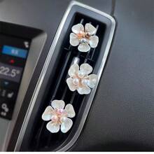 2pcs Car Air Vent Clip-On Floral Fragrance Diffuser, Auto Interior Decor Accessories For Driver & Passenger Side