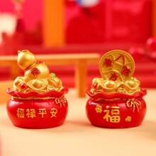 1pc Resin Fortune Bag Money Bag Figurine, New Year Decoration For Home Table Desktop