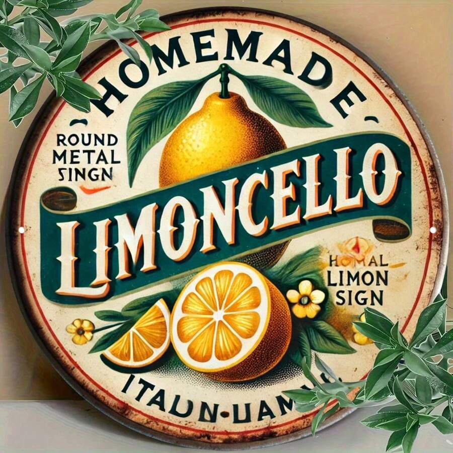 1 placa de metal redonda com tema de limão vintage - design retrô 2D ...