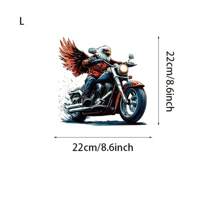 1pc/2pcs/4pcs A White-Feathered Eagle Rides A Motorcycle Adorned With Unique Designs And Hot-Spin Stickers, Perfect For Custom T-Shirts, Tracksuits, Jeans, Bags, Purses, Cushion Covers, And Vintage Baseball Caps. These Plastic Stickers Are Do Not Fade After Washing.