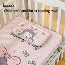 1 Set Of 2pcs Baby Summer Cooling Mat, Kindergarten Napping Latex Cooling Mattress, Baby Air Conditioning Soft Cooling Pad With Pillowcase - Cute Cartoon Pattern
