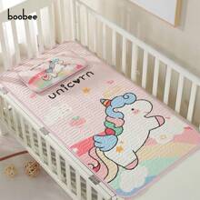 1 Set Of 2pcs Baby Summer Cooling Mat, Kindergarten Napping Latex Cooling Mattress, Baby Air Conditioning Soft Cooling Pad With Pillowcase - Cute Cartoon Pattern