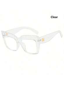 Oversized Cat Eye Clear Lens Glasses Retro Gradient Jelly Color Spectacles Party Prom Decorative Glasses For Women Men - Clear - View 22