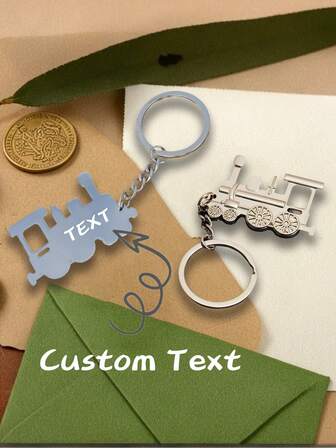 Un porte-clés personnalisé et créatif en forme de locomotive à vapeur avec votre nom. Convient aux enfants, aux couples et aux familles en tant que cadeau commémoratif à accrocher aux sacs