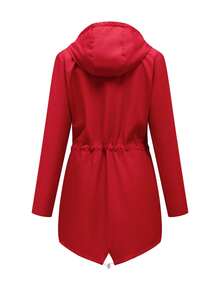 1 件女式薄款风衣外套，户外休闲运动风格春季夹克，防水面料，纯色轻质防风外套