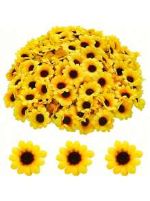 Mini Artificial Sunflower Head, Imitation Silk Sunflower Head For Handicrafts, Garden Style Wedding DIY Hand-Decorated Wedding Bouquet, Mother's Day Gift, Teacher Thank You Gift, Teacher Graduation Ceremony, Summer Home Improvement