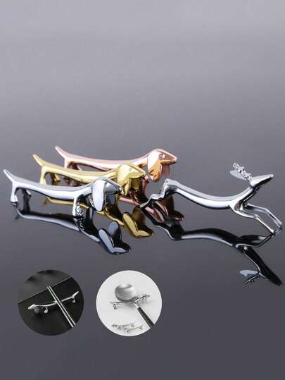 1Pc Dachshund Dog/Deer/Plum Blossom Shape Chopstick Holder Chopstick Pillow Stainless Steel Chopsticks Rest Spoon Stand Knife Rack Fork Storage Kitchen Cutlery Shelf Table Decoration