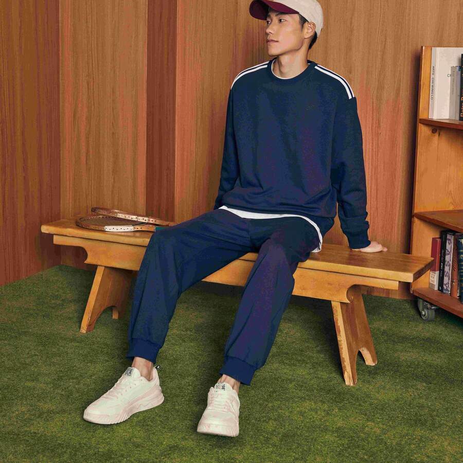 XTEP Conjunto deportivo unisex, nuevo artículo de otoño, jersey de punto de manga larga informal y pantalón de chándal de punto - Azul profundo - Ver 1