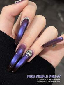 XEIJAYI 1PC 15Ml Purple Cat Eye Gel Nail Polish, UV LED Curing, Long-Acting Fast Drying Nail Art Gel - Ideal Gift For Women For Spring - 紫色 - 查看 4