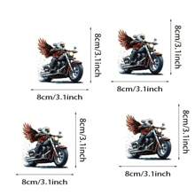 1pc/2pcs/4pcs A White-Feathered Eagle Rides A Motorcycle Adorned With Unique Designs And Hot-Spin Stickers, Perfect For Custom T-Shirts, Tracksuits, Jeans, Bags, Purses, Cushion Covers, And Vintage Baseball Caps. These Plastic Stickers Are Do Not Fade After Washing.