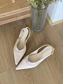 1 Paar elegante einfarbige modische süße Schleifensandalen aus Stoff, geeignet für Party, Hochzeit, Büro, Frühling/Sommer
