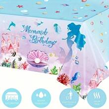 1pc Ocean Mermaid & Seashell Themed Birthday Party Tablecloth