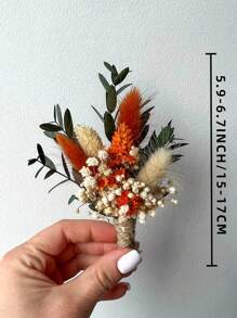 Conjunto bohemio de mini ramos de flores secas | Arreglos en botellas pequeñas | Decoraciones de mesa | Regalo en caja con iniciales, decoración de otoño