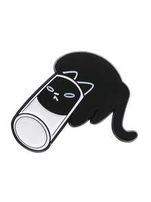 1pc Creative Animal Series Brooch, Cute Black Cat Shape Metal Badge Accessory