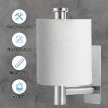 1 pieza Soporte de papel higiénico de acero inoxidable montado en la pared con instalación sin taladro, estante para rollos de papel, decoración de baño, decoración de otoño