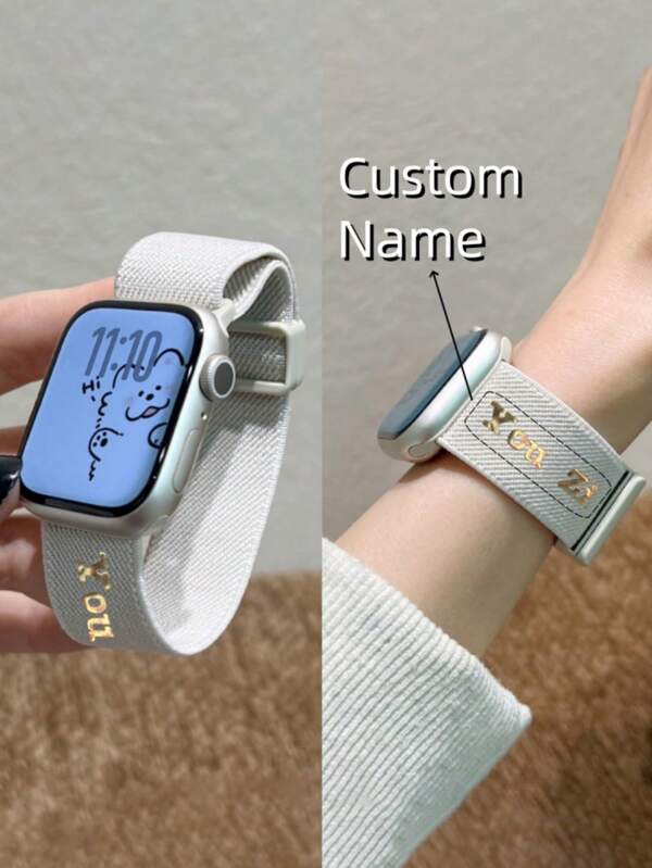 [Personalizado] Pulsera compatible con Series S10 9 8 7 SE de 40 41 42 44 45 46 49 mm para mujeres y hombres, correa ajustable con nombre personalizado dorado, regalo del Día de San Valentín