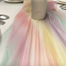 Runner da tavolo in chiffon sfumato, realizzato in stile Balinese stropicciato, trasparente e di stile boho, decorazione per tavola da pranzo per matrimonio, festa o vacanza