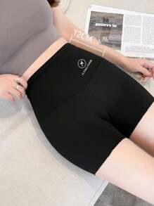 1pc Women Seamless Anti-Chafing Safety Shorts, Thin Slimming Shark Printed Shorts For Summer, Yoga/Cycling Activewear