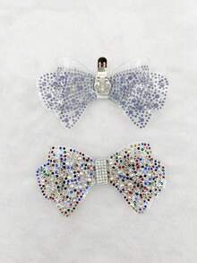 2件/套装饰性水钻鞋夹，双层彩色水晶透明膜带金属夹，适用于服装、帽子、包包装饰 - 彩色 - 查看 10