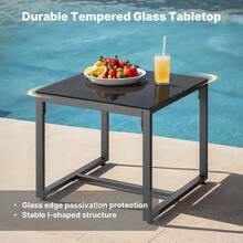 3-Piece Wicker Small Outdoor Patio Furniture Set With Glass Table For Balcony, Porch, And Garden (Gray) - 米色 - 查看 8