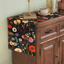 1pc Table Runners Rustic Botanical Butterfly Dining Place Mats Flowers For Kitchen Indoor Outdoor Restaurants - Multicolor - View 3